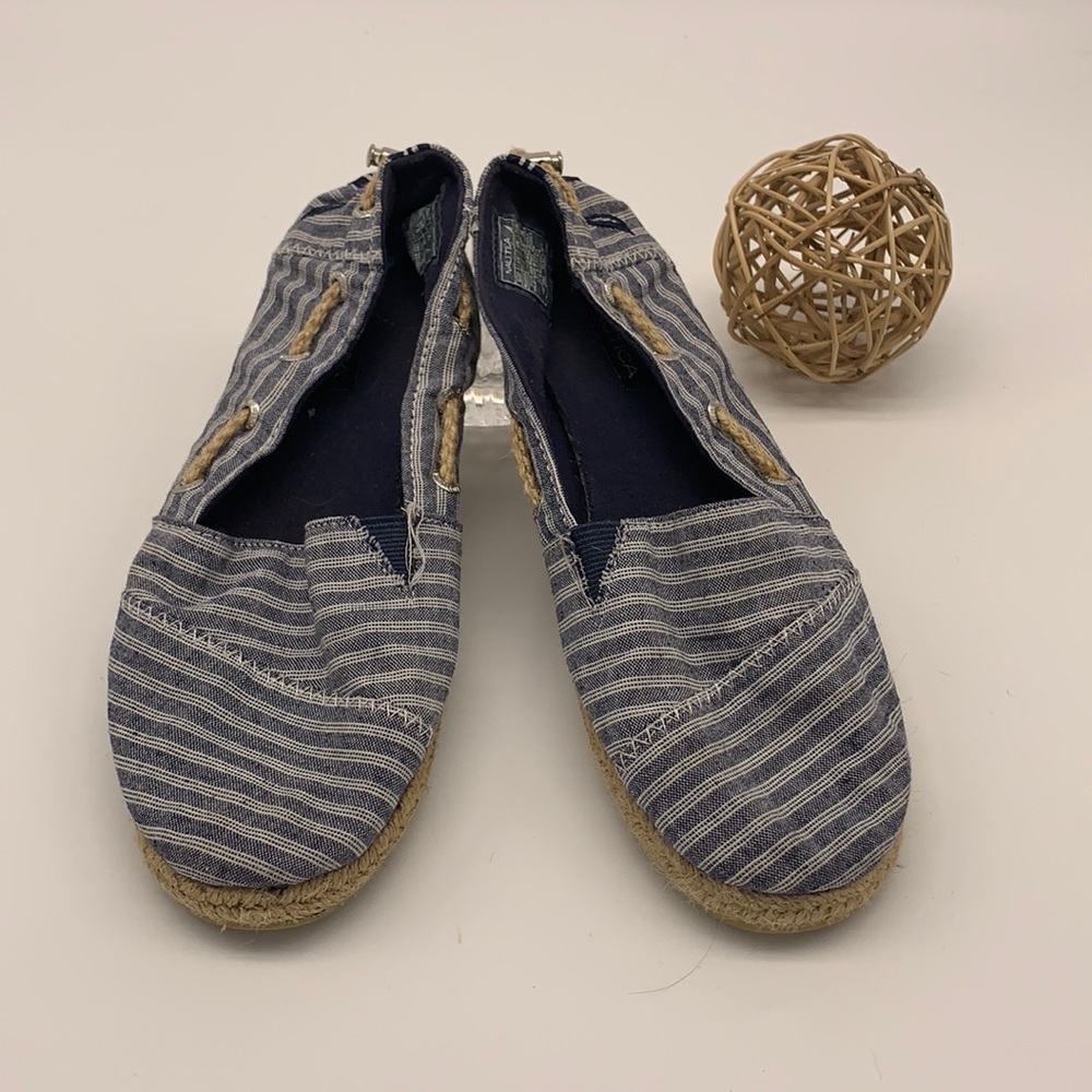 Nautica Slip on Shoes with navy and white stripes